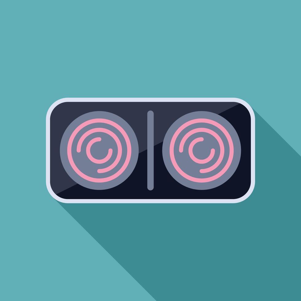 Electric stove top view with two burners for cooking vector
