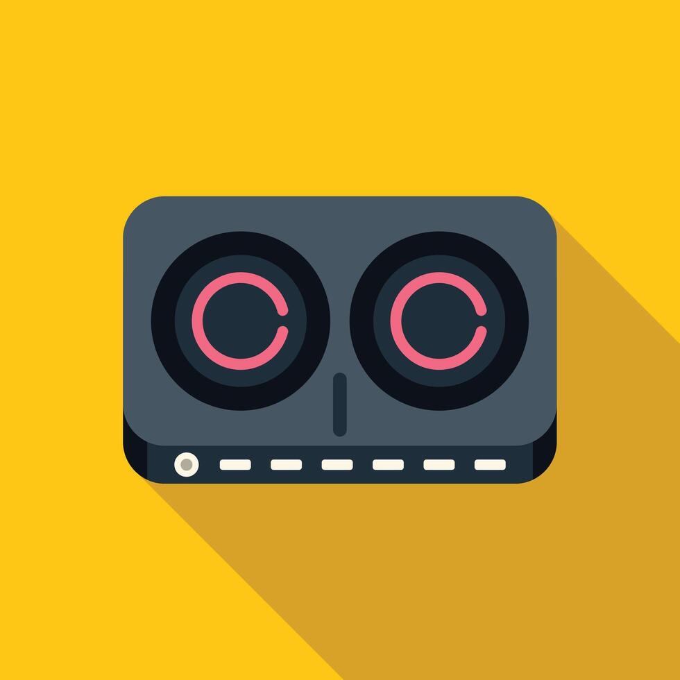 Modern dj set playing techno electronic music on yellow background vector