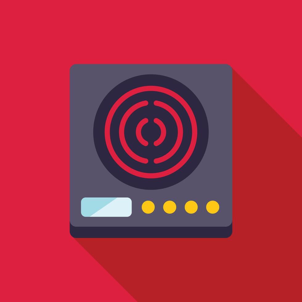Modern induction cooker showing heating element, kitchen appliance icon vector