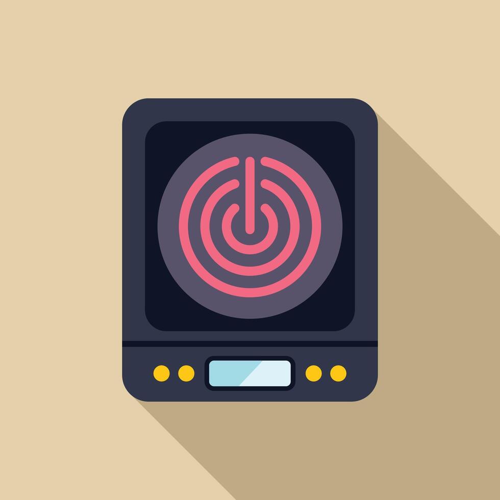 Induction cooker showing power button and timer displaying cooking time vector