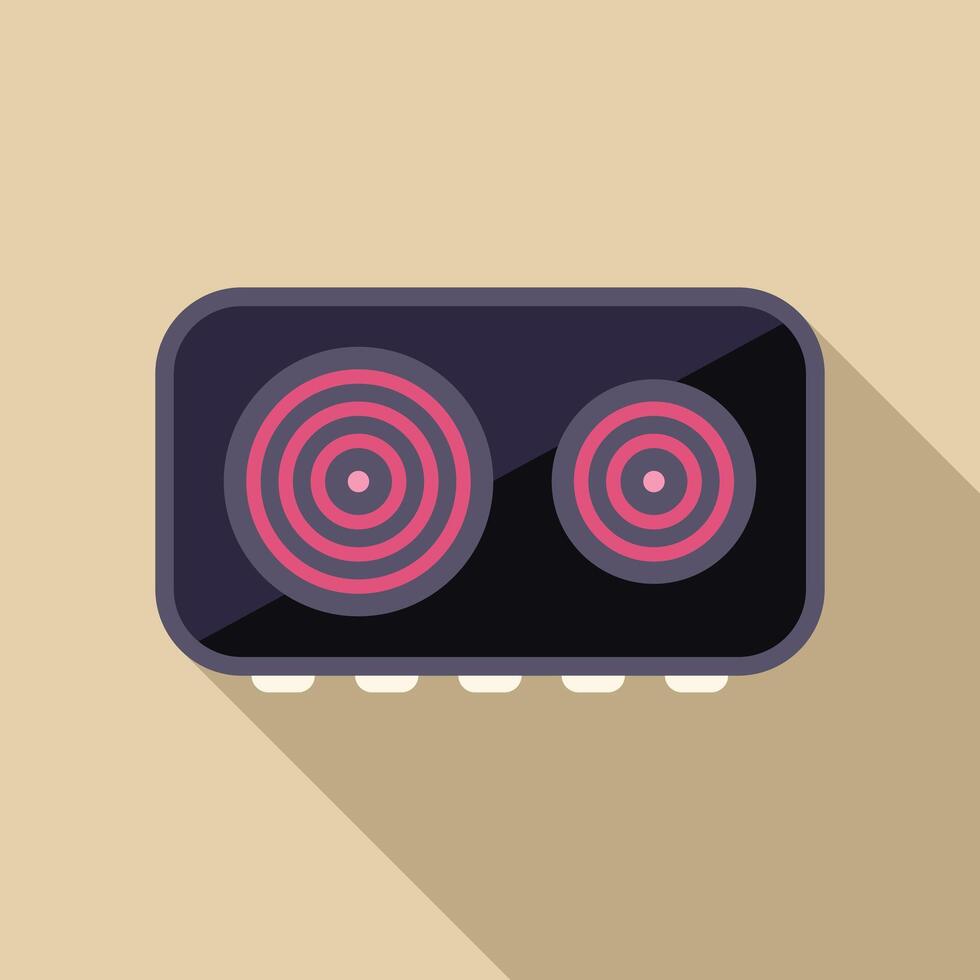 Modern induction cooktop with two burners showing heat levels vector