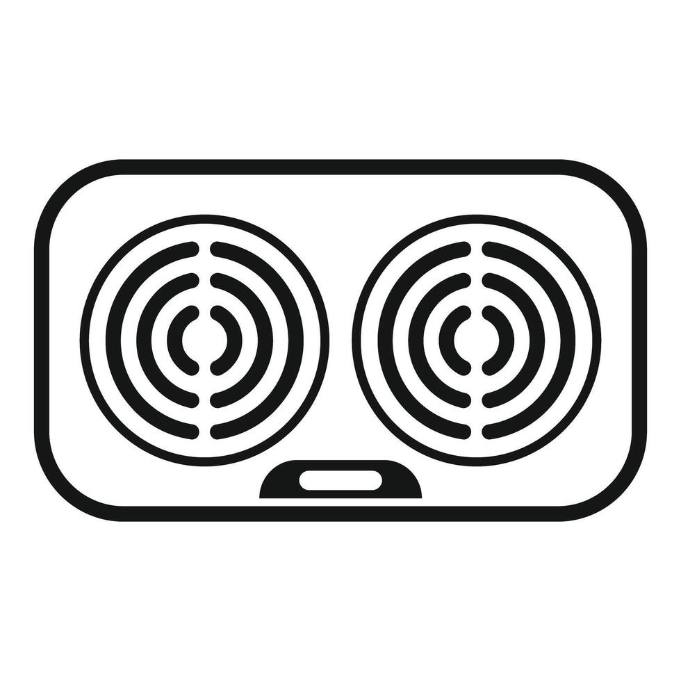 Electric double burner stove top view simple line icon vector