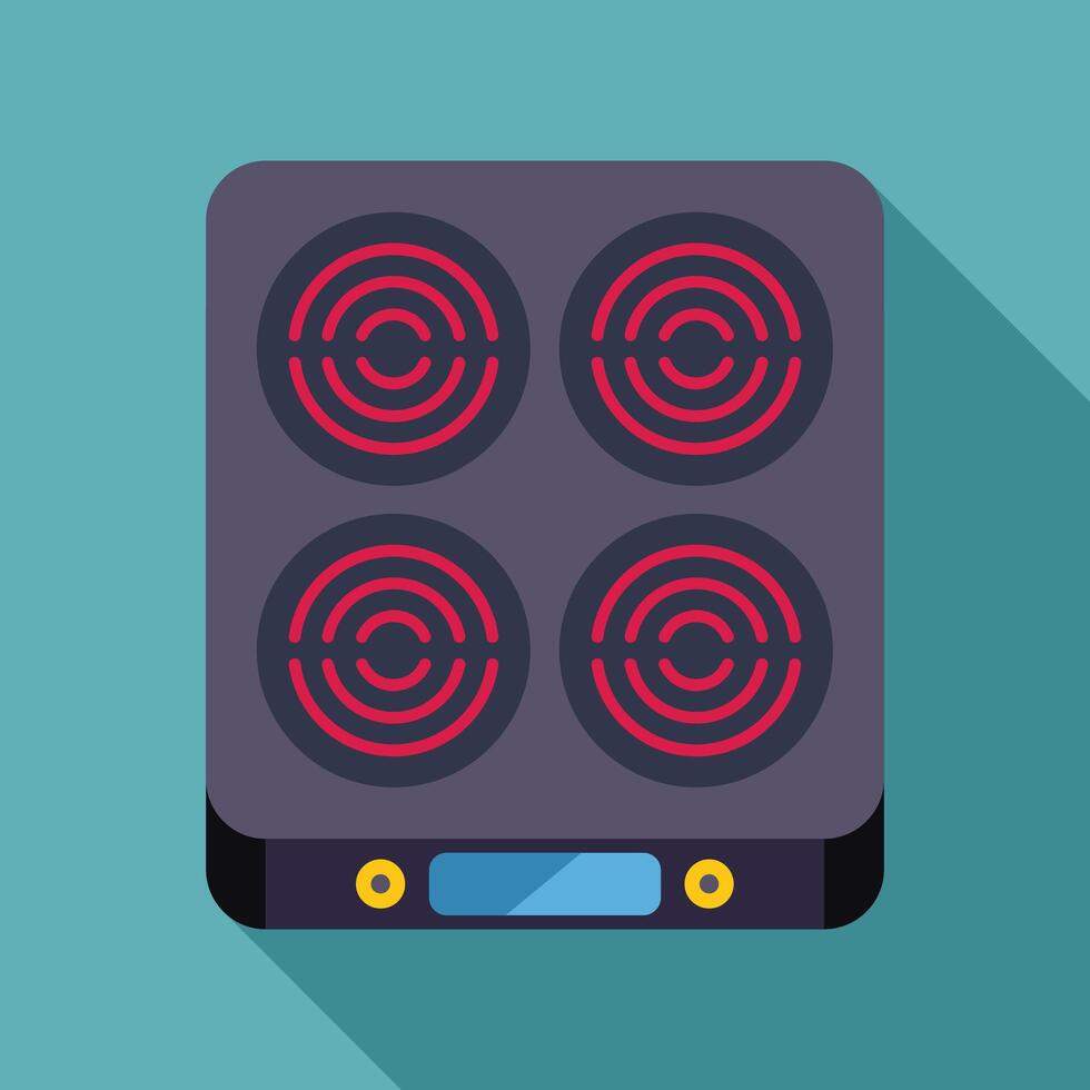 Modern induction cooktop with four burners for efficient cooking vector