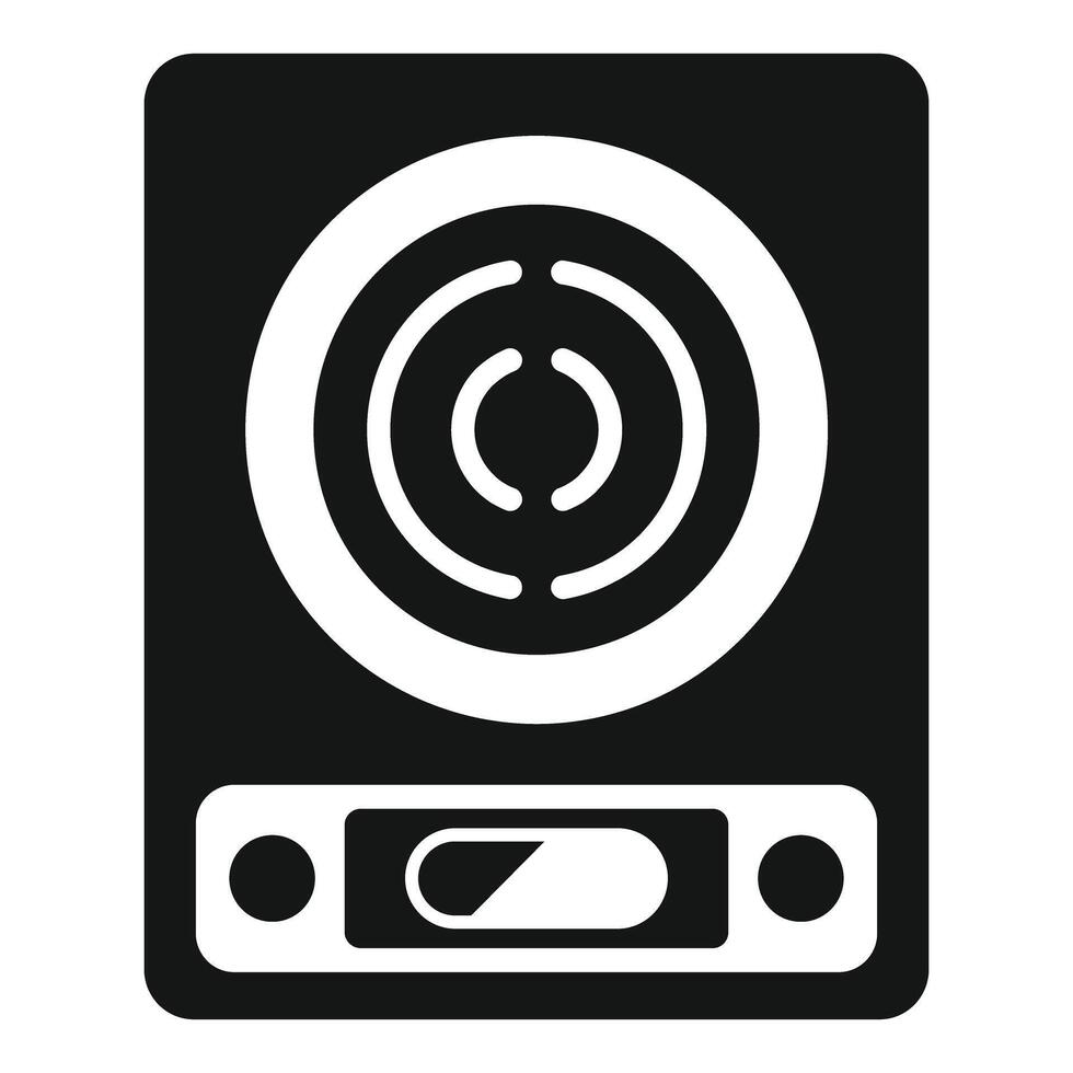 Modern induction cooker panel with touch control cooking surface icon glyph style vector
