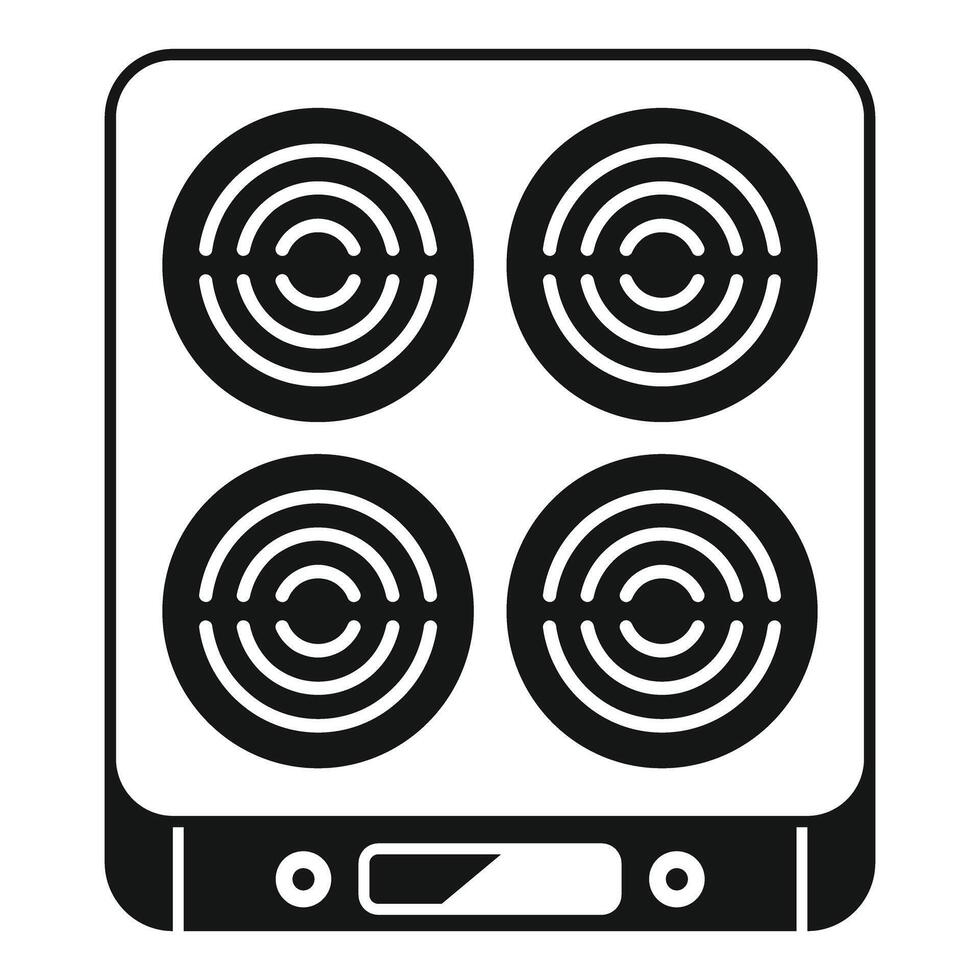 Modern induction cooker with four burners for cooking vector