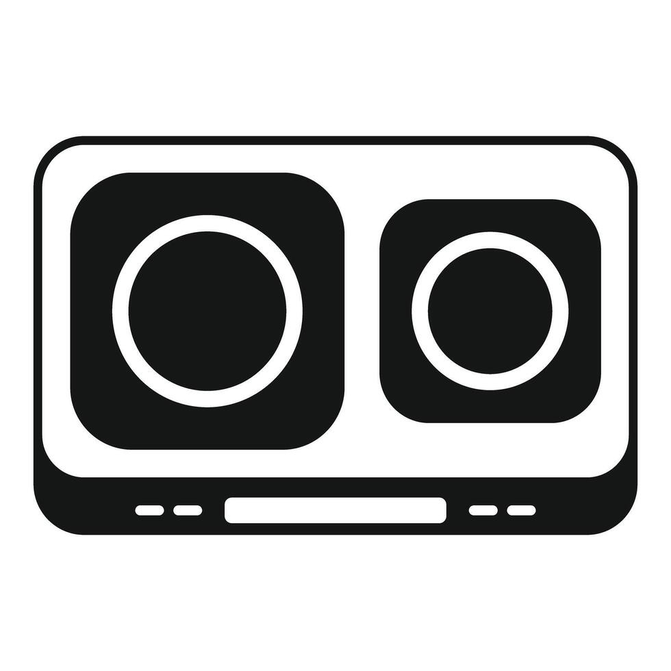Modern electric double burner induction cooktop with touch control panel icon vector
