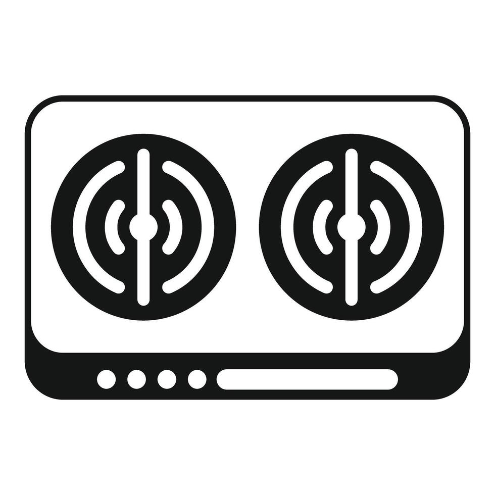 Modern double electric hob with touch control panel icon vector