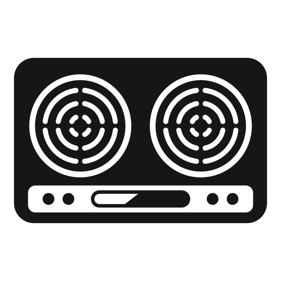 Modern electric stove top view with two burners cooking surface vector