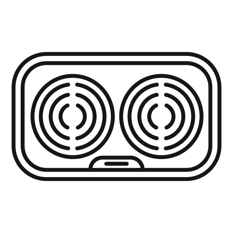 Double electric hob icon, outline style vector