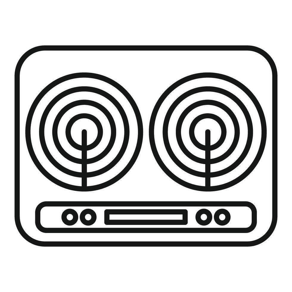 Induction cooker panel showing two heating zones icon vector