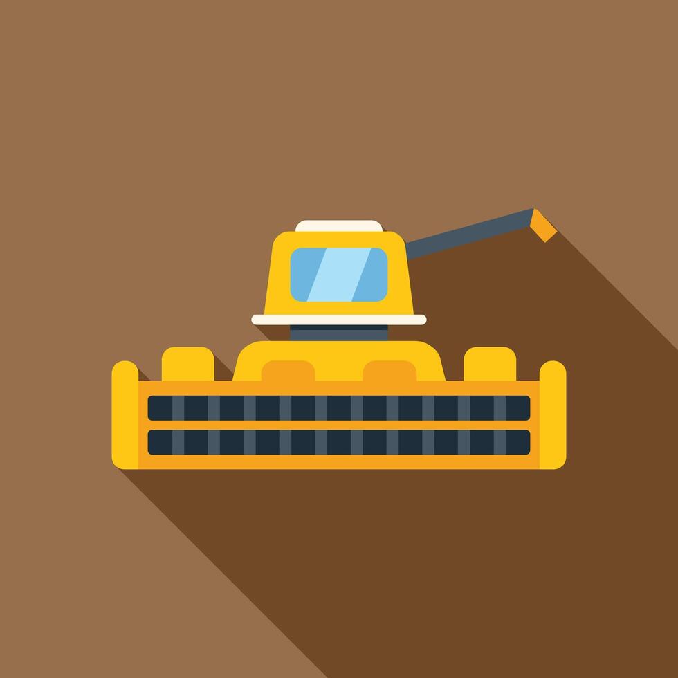 Combine harvester harvesting wheat in a field flat design icon vector