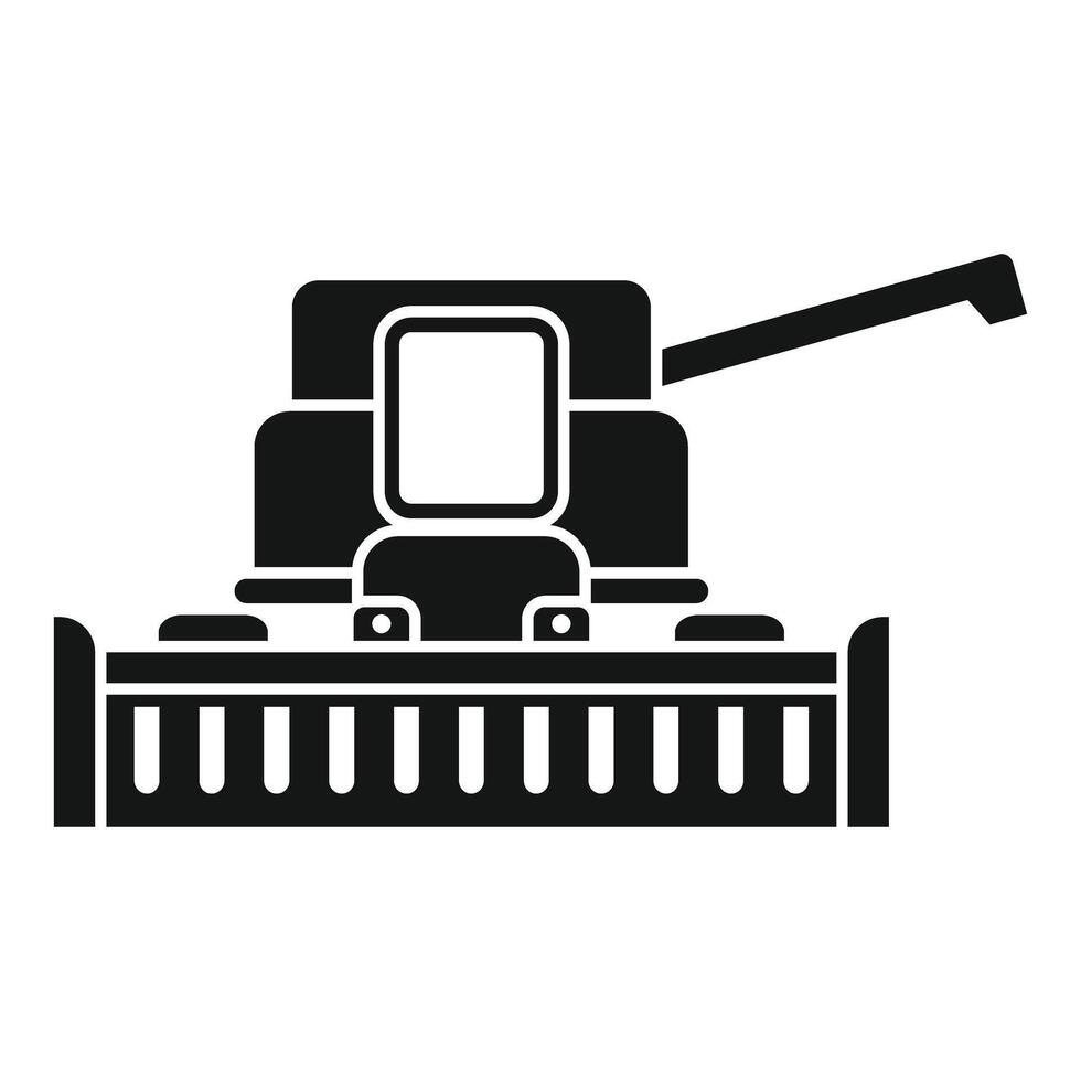 Combine harvester harvesting wheat in field icon, simple style vector