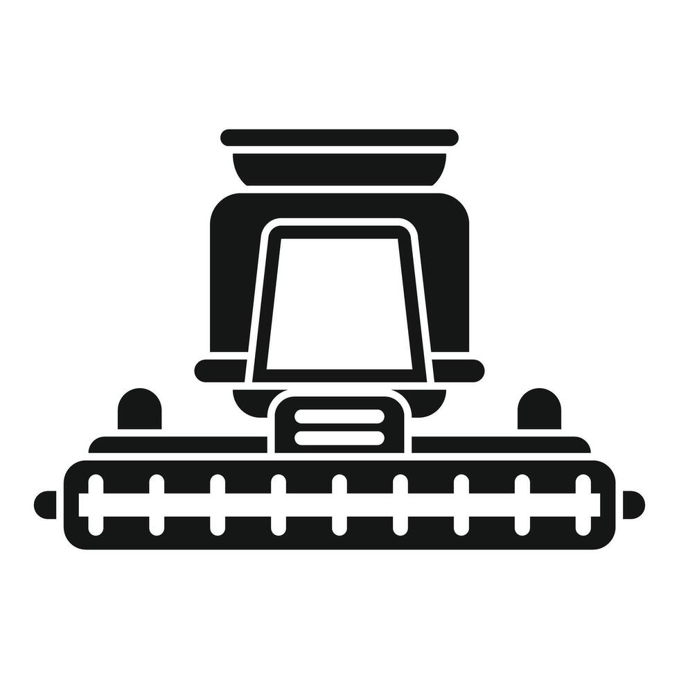 Combine harvester harvesting wheat in field glyph icon vector