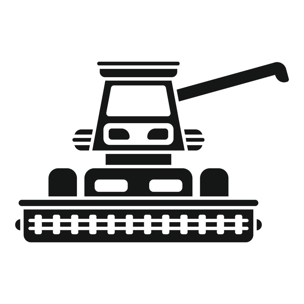 Combine harvester harvesting wheat in field black and white icon vector
