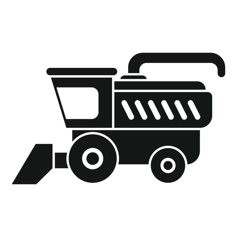 Combine harvester harvesting wheat in agricultural field icon vector