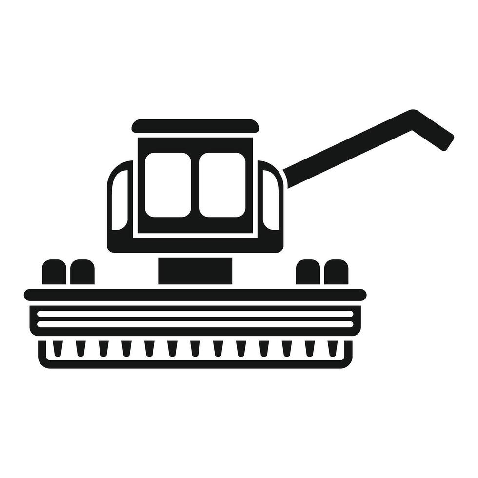 Combine harvester harvesting wheat in field side view monochrome icon vector