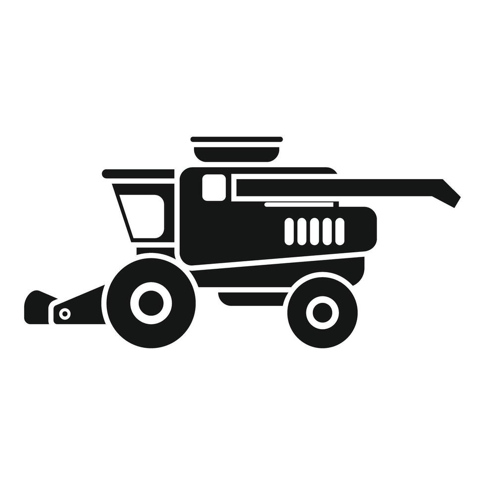 Combine harvester working in field icon showing agricultural machinery vector