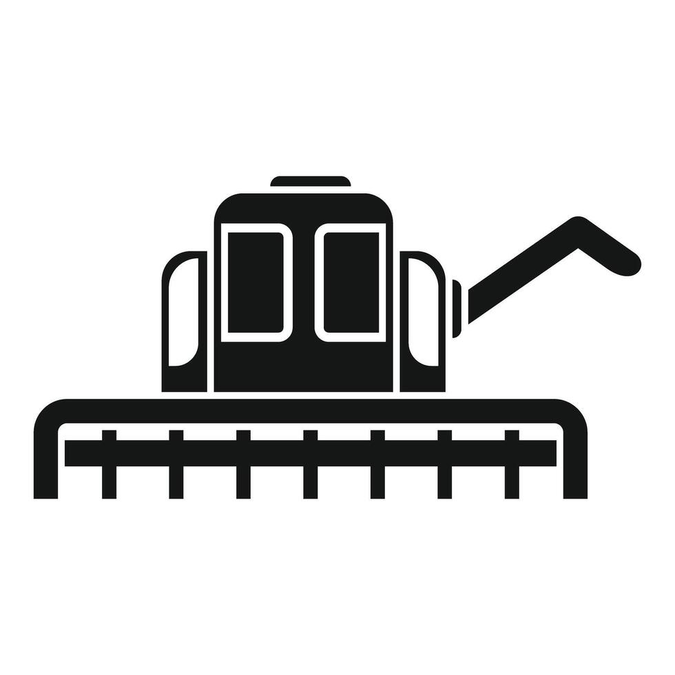 Combine harvester harvesting wheat in field icon glyph style vector