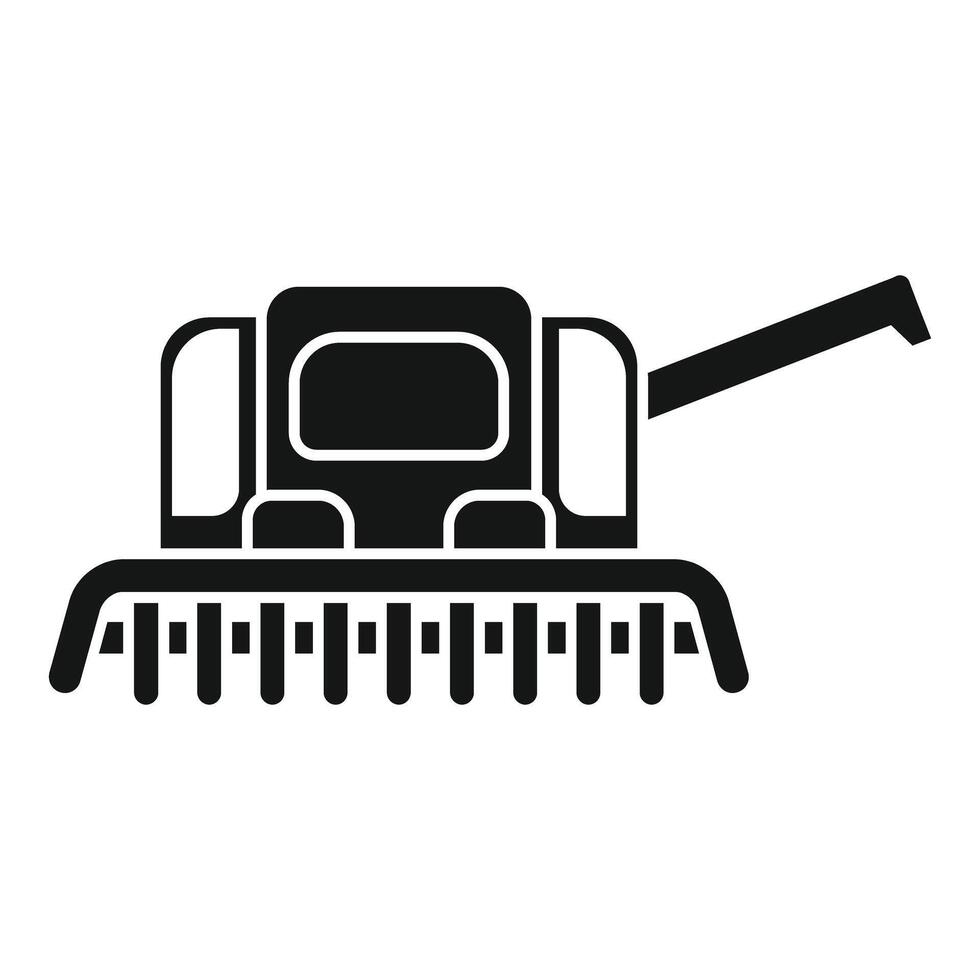 Combine harvester harvesting wheat in field icon glyph style vector