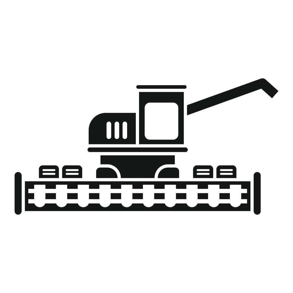 Smart farm machine working on farm field icon, simple style vector