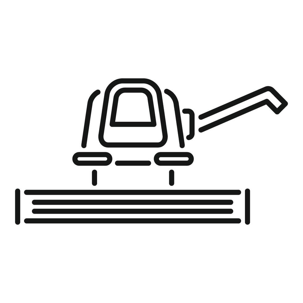 Smart farm technology automated combine harvester harvesting wheat crop line icon vector