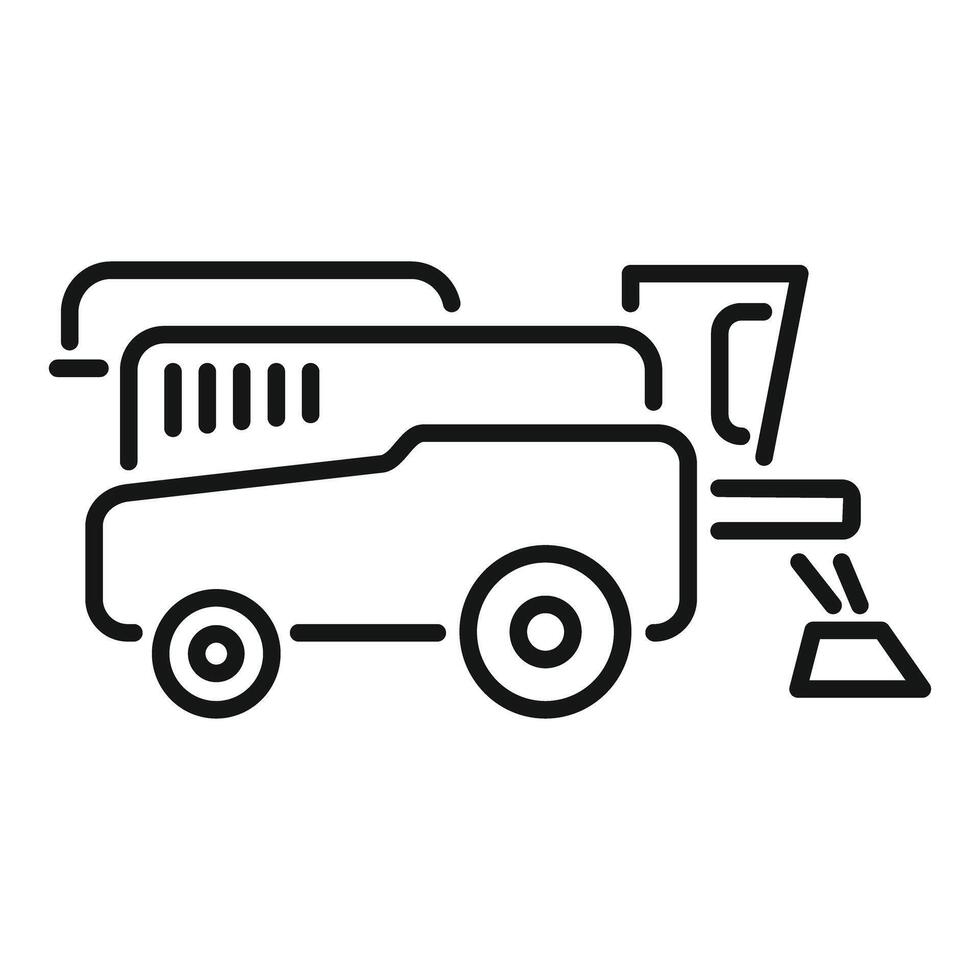 Modern combine harvester harvesting crops line art icon vector