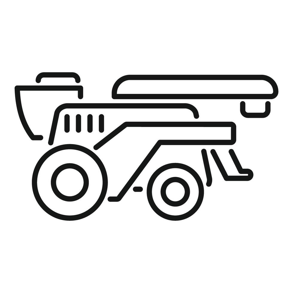 Smart farm combine harvester harvesting crops line icon vector