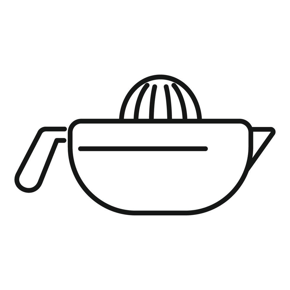 Manual citrus juicer squeezing fresh juice line art icon vector