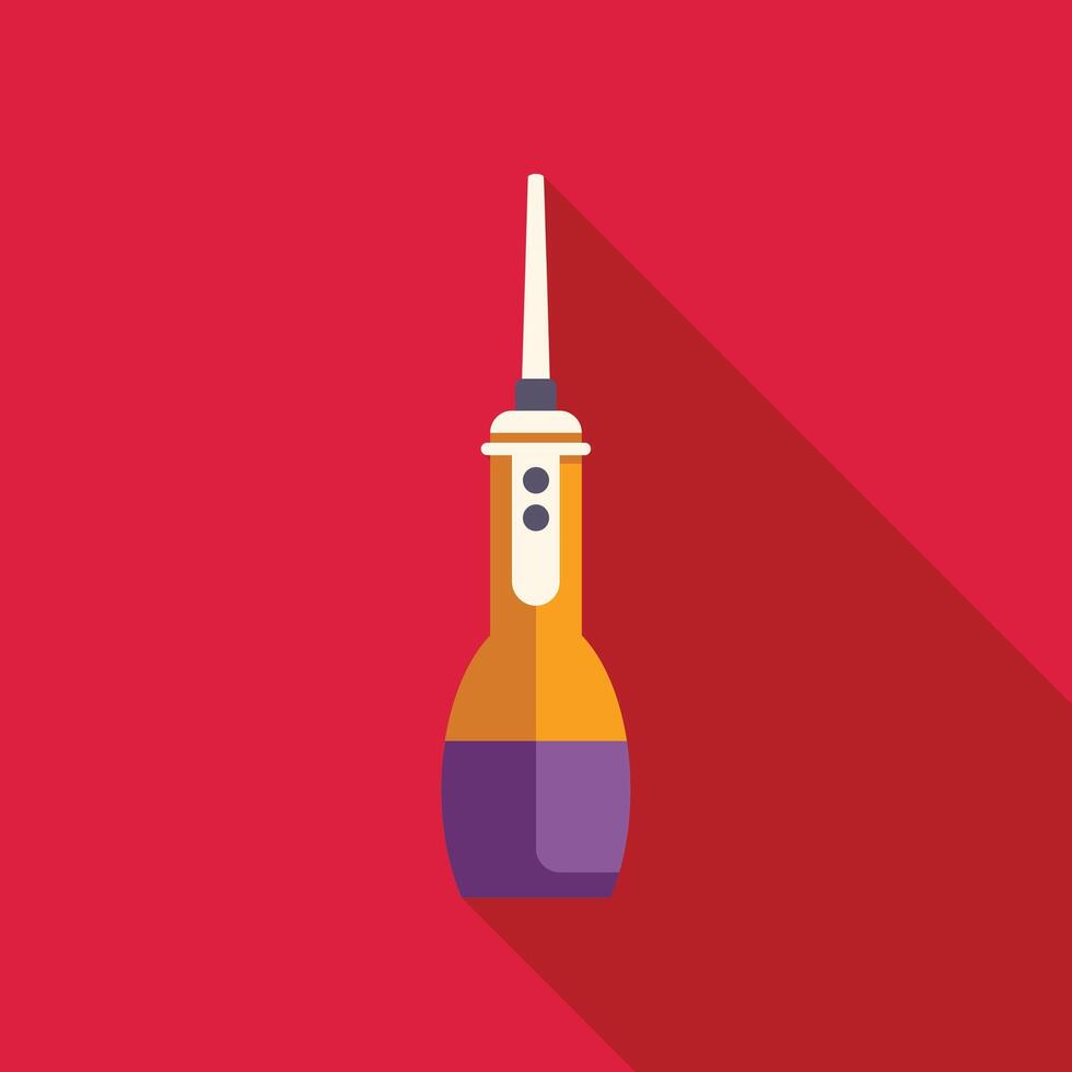 Oral irrigator using long shadow design on red background vector