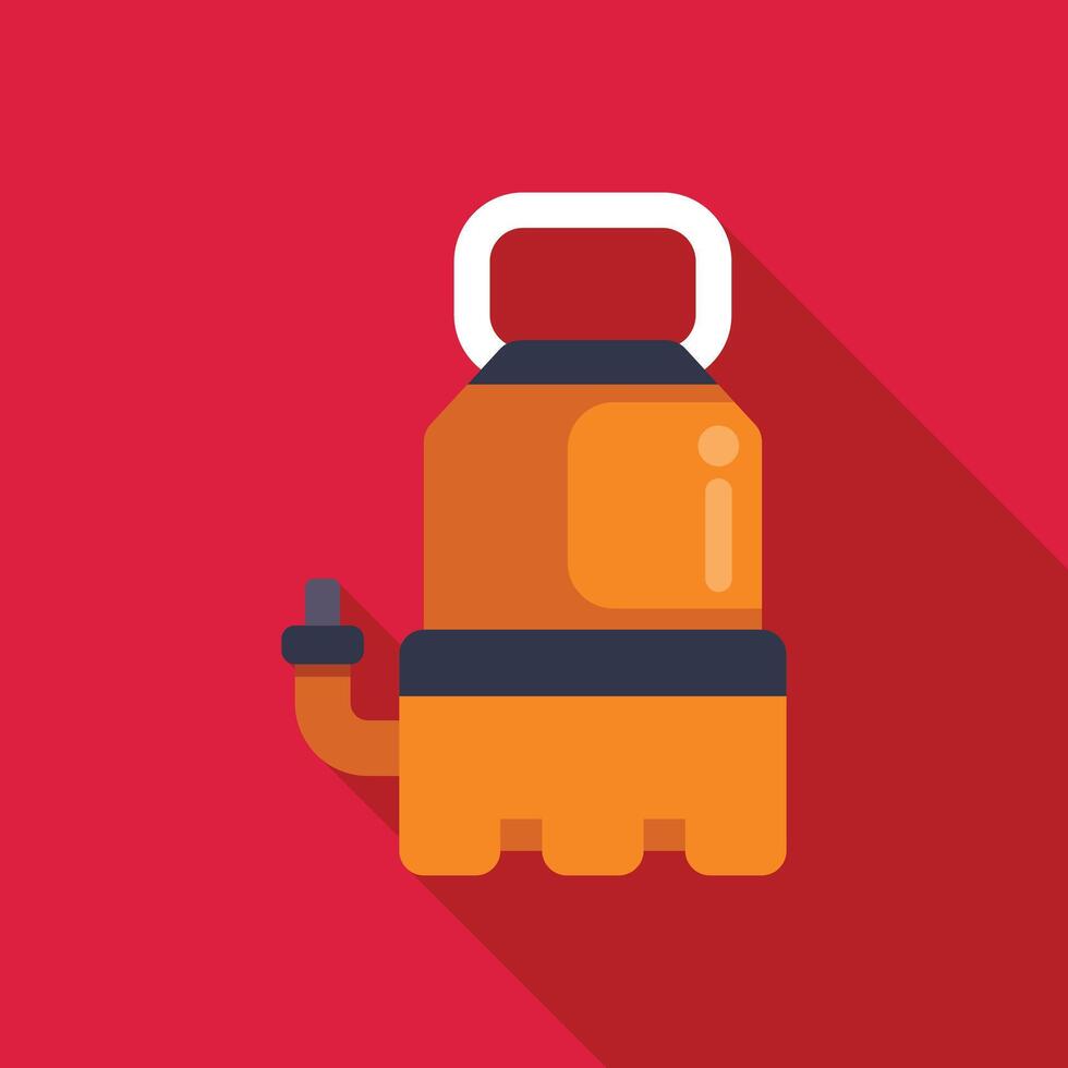 Orange water pump with black hose on red background vector