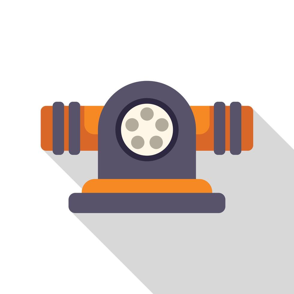 Ancient cannon shooting a cannonball, flat design illustration vector