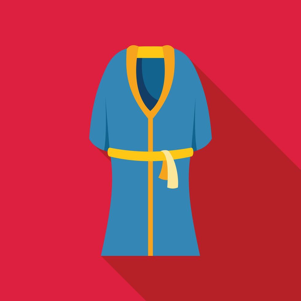Blue bathrobe hanging on the wall with long shadow vector