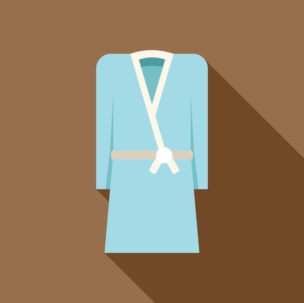 Blue bathrobe hanging on the wall with long shadow vector