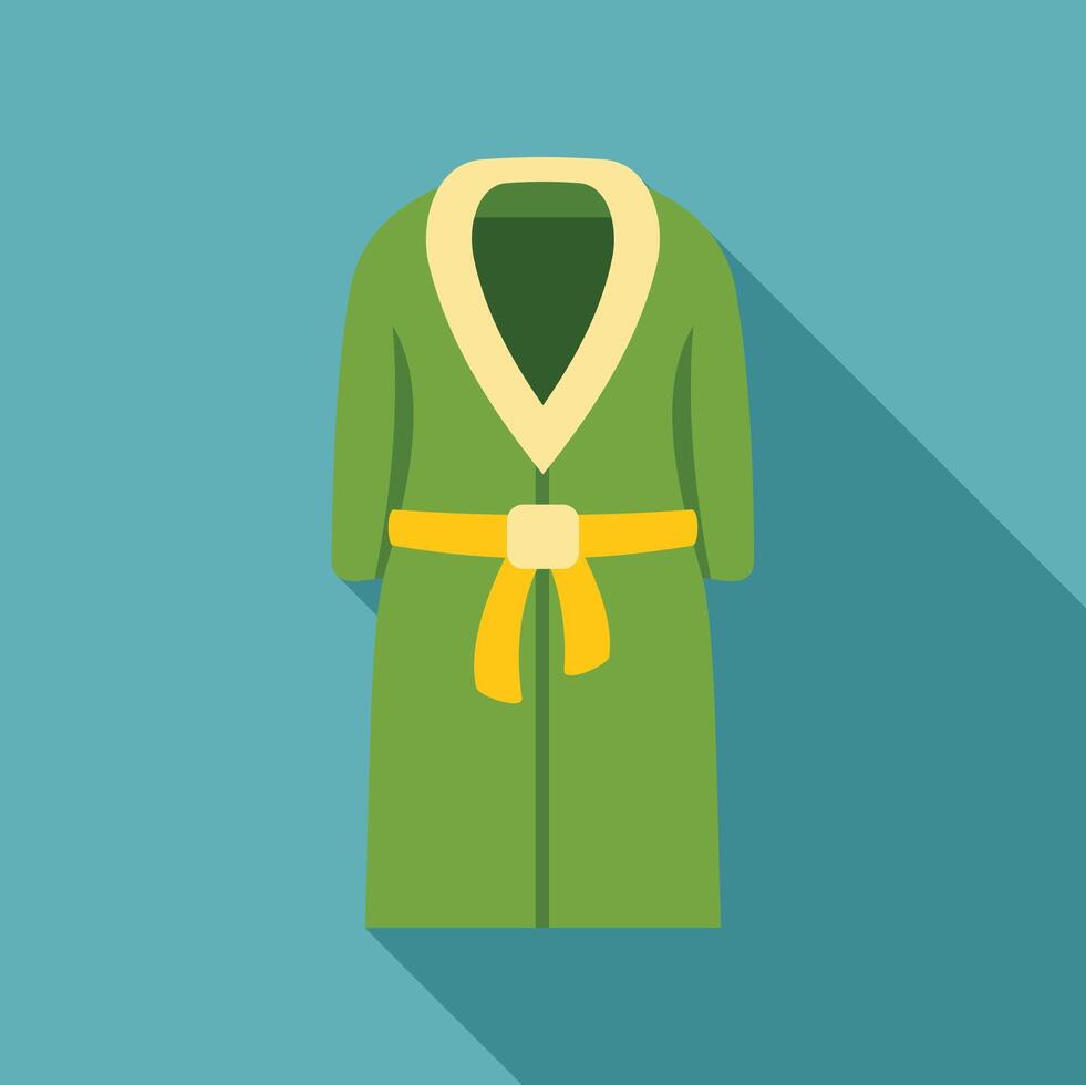 Green bathrobe hanging on wall with long shadow vector