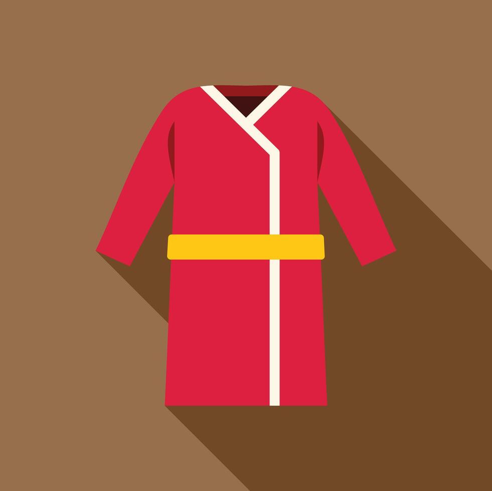 Traditional red kimono robe hanging with yellow belt vector