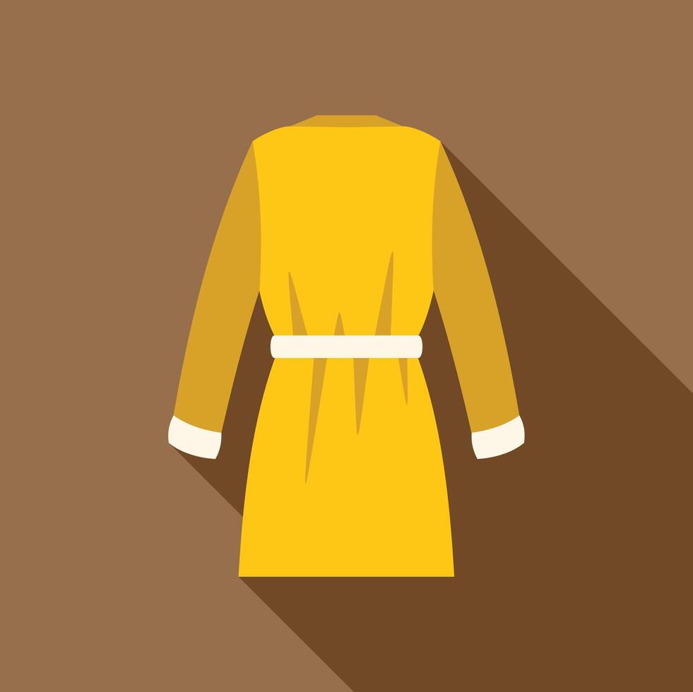 Yellow bathrobe hanging on wall with long shadow vector