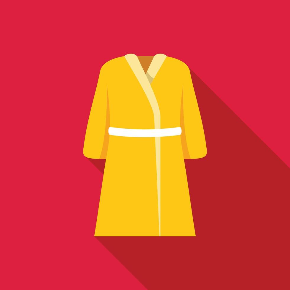 Yellow bathrobe hanging on wall with long shadow vector
