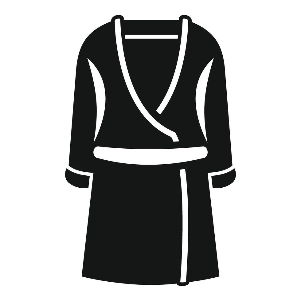Black bathrobe hanging on hanger icon simple style vector