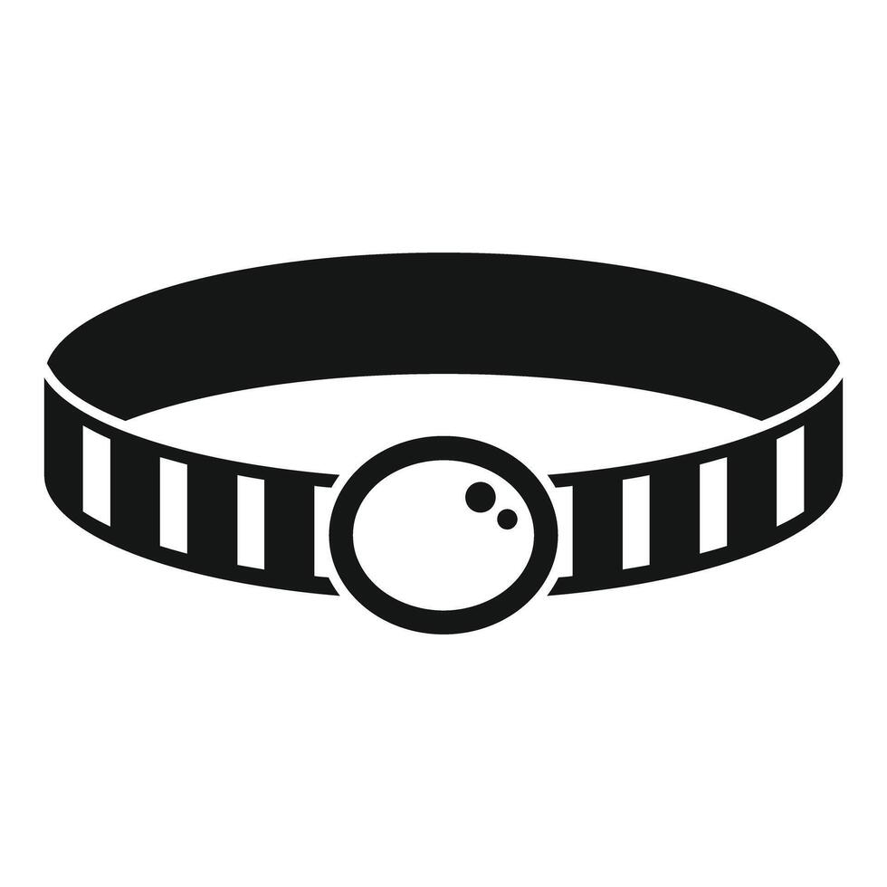 Black and white icon of a pet collar with a round tag vector