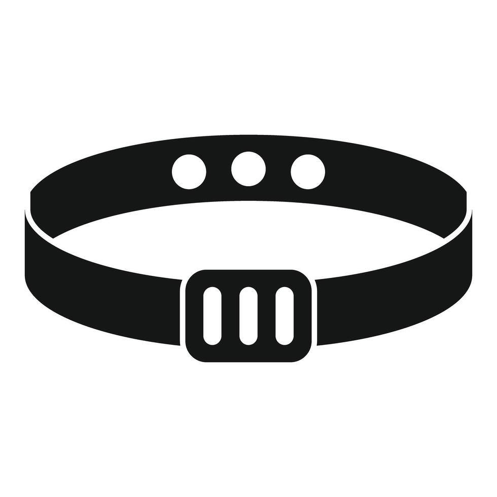 Black leather dog collar with metal buckle fastening vector