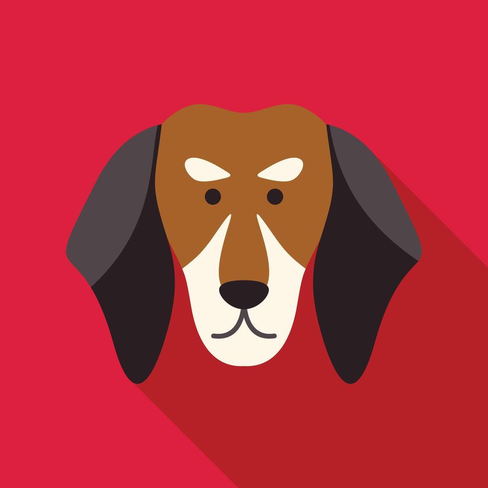 Brown dachshund dog face minimalist illustration with long shadow vector