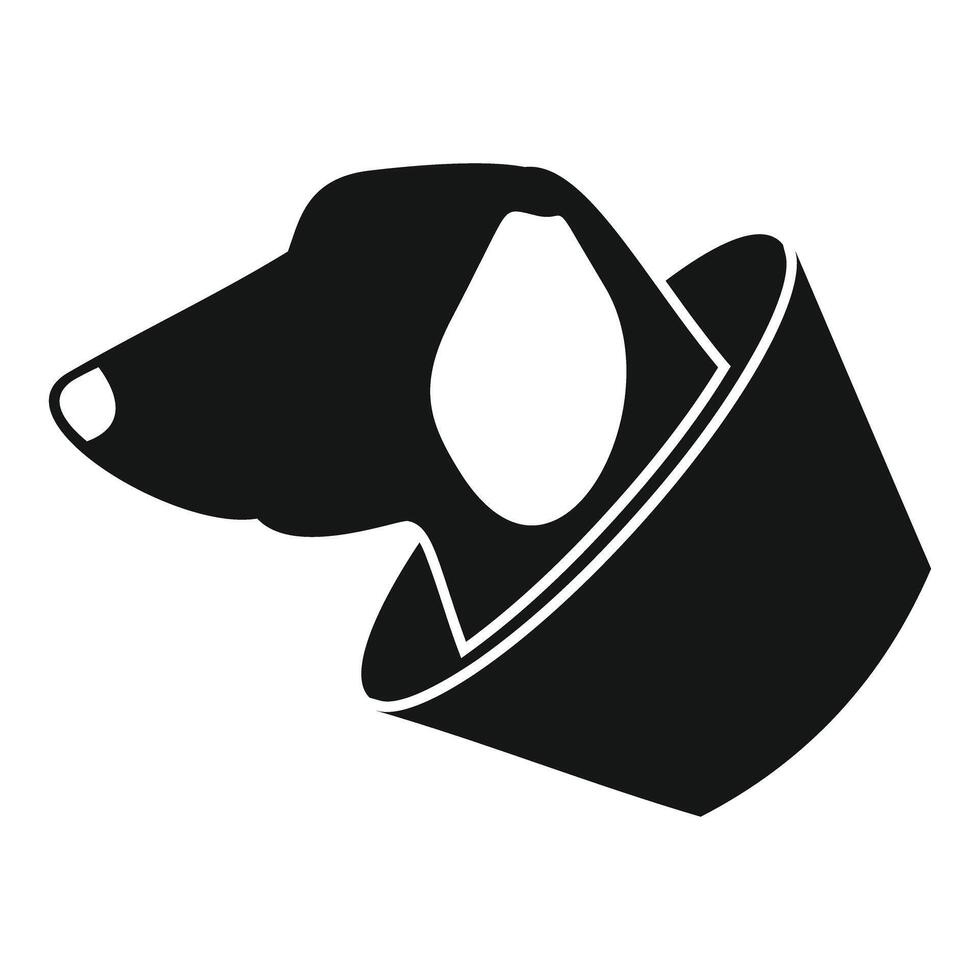 Dog wearing protective veterinary collar after surgery vector