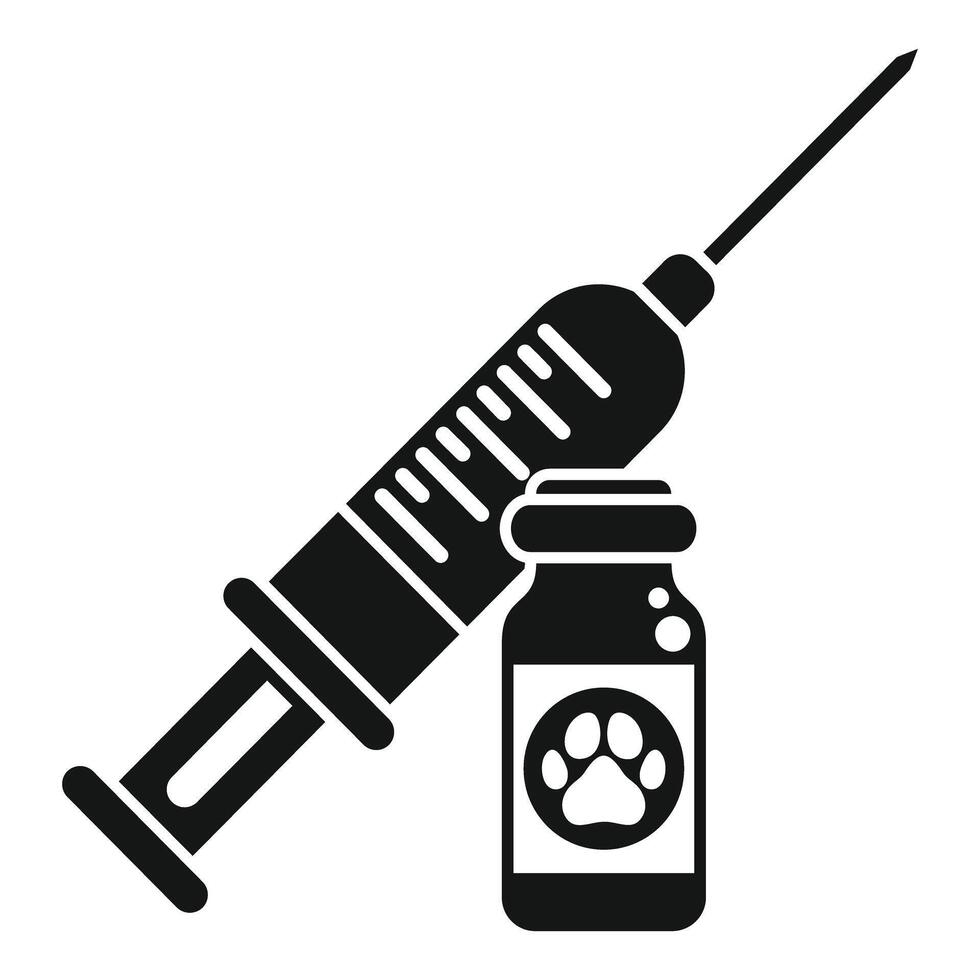 Syringe and vial containing vaccine for pets vector
