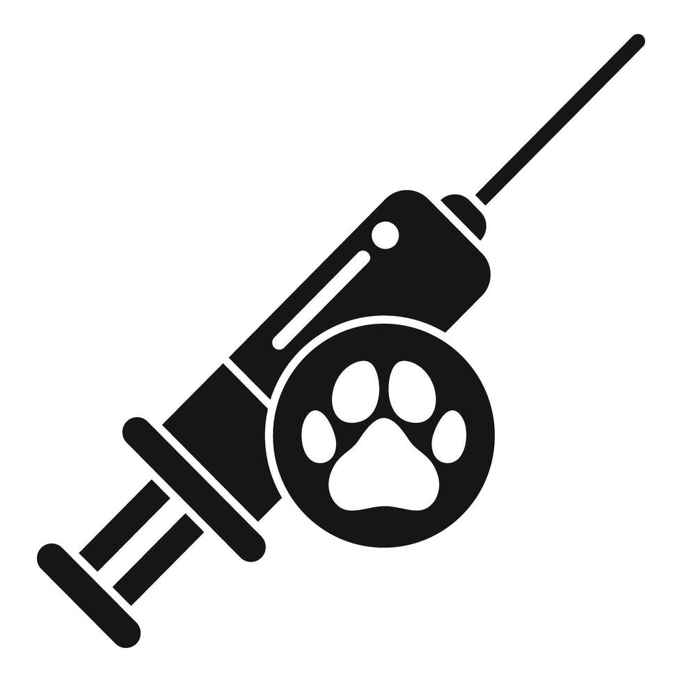 Syringe preparing vaccine injection for dog healthcare vector