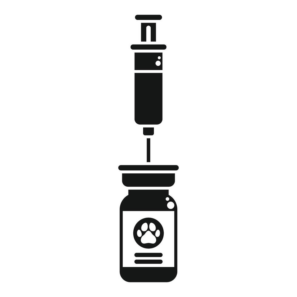 Syringe taking medicine from animal vaccine bottle icon vector