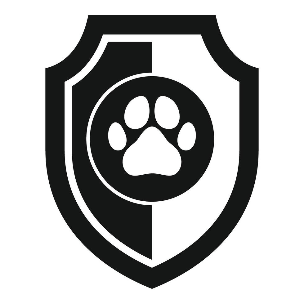 Shield protecting dog paw print icon showing animal welfare vector