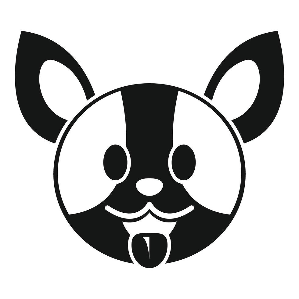 Cute dog face showing tongue icon, simple style vector