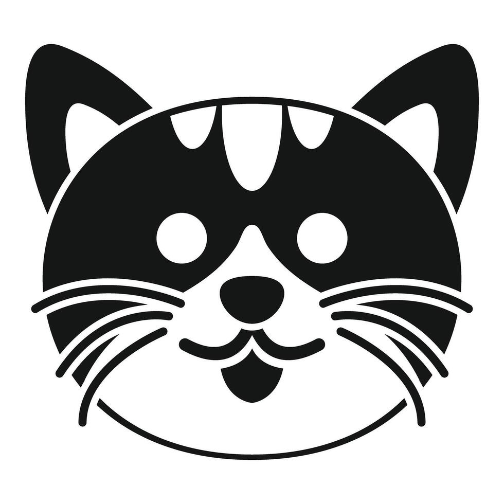 Cute cat face showing tongue smiling icon glyph style vector