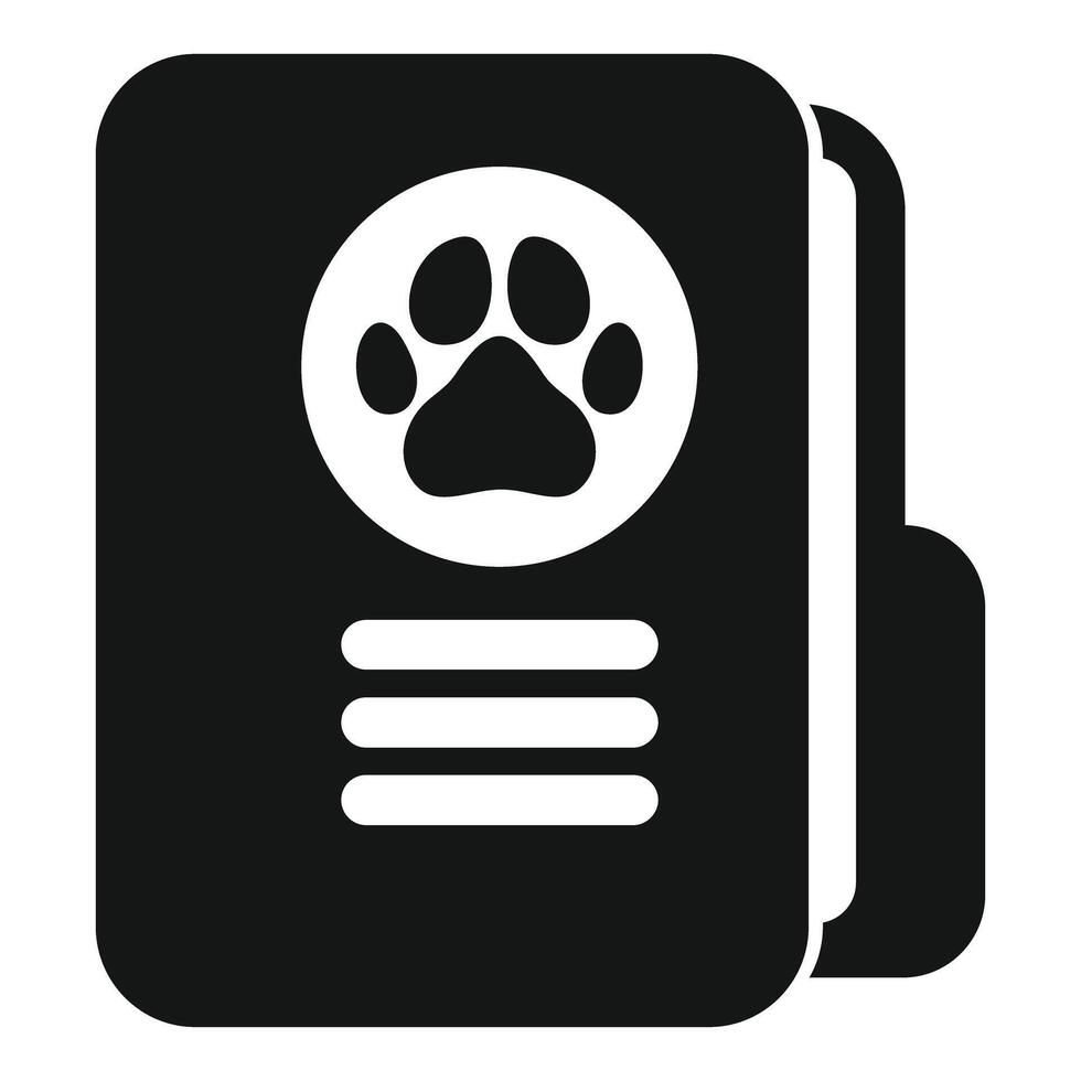 Black and white minimalist dog passport icon featuring paw print vector