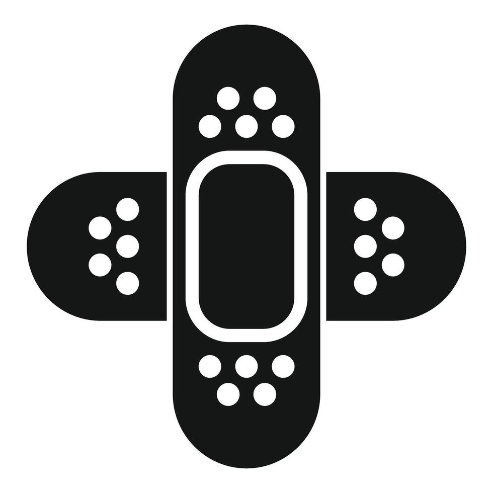 Four adhesive bandages forming a cross shape icon vector